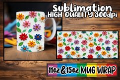 Artful 3D Embroidered Flower Mug - 11oz/15oz Sublime Product Image 1