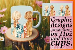 Chic Spring Girls Mug Wrap: 11oz 15oz Sublimation Product Image 1