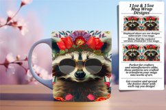11oz/15oz Mug Wrap: Colorful Raccoon with Flowers Product Image 1