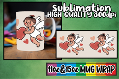 Cozy mornings 11oz 15oz mug wrap, Cupid Product Image 1