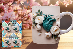 Vibrant 11oz Mug Wrap Png Template , 3D Heart Product Image 1