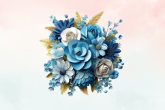 3d sublimation Blue Floral Bouquet Clipart Bundle, 3D Product Image 6
