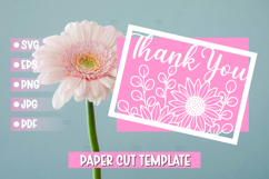 Thank you paper cut card SVG I Cricut I Silhouette Product Image 1