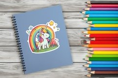 digital sticker set of 16 cute Unicorns stickers PNG Product Image 6