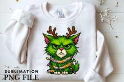 Funny Christmas green cat png design for T-shirts Product Image 3