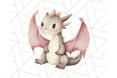 Watercolor Baby Dragon Clipart, Cute Nursery Fantasy PNG Product Image 4