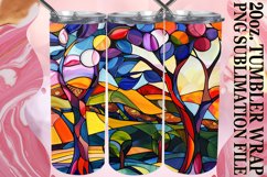 Vibrant Stained Glass Tree Tumbler Wrap 20oz Sublimation Product Image 1