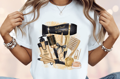 Black &amp; Gold Hair Salon Sublimation PNG Beauty Tools Clipart Product Image 2