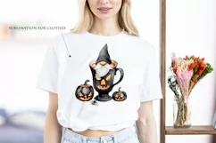 Watercolor Halloween gnome in tea mug, Gnome PNG Product Image 5
