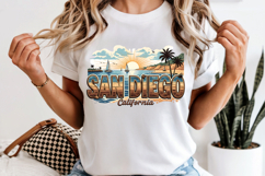 San Diego PNG, Vintage SoCal Beach Skyline Sublimation Product Image 6