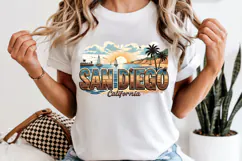 San Diego PNG, Vintage SoCal Beach Skyline Sublimation Product Image 6