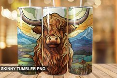 Stained Glass Highland Cow PNG Tumbler Design Product Image 1