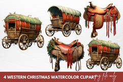 Western Christmas Watercolor Clipart Sublimation Product Image 1