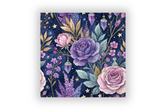 Cute Purple Flowers Pattern Bundle, Seamless Watercolor Product Image 6