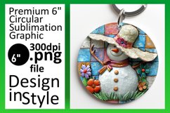 Snowman Wonderland Sublimation Round Design Summer Keychain Product Image 1