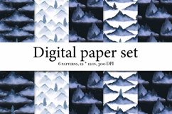 Mountain Landscape Seamless Pattern - Watercolor Mountains Product Image 1