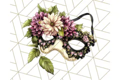 Vintage Garden Masquerade Floral Eye Mask PNG Clipart Product Image 2