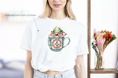 Watercolor Christmas gnome in tea mug, Gnome PNG Product Image 5