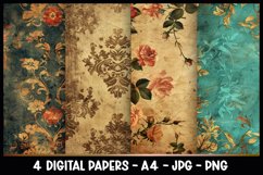 4 Vintage Digital Papers I Junk Journal Pages Product Image 1