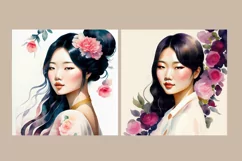 11 PNG Asian woman illustration. Digital download. Product Image 6