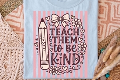 Teach Them To Be Kind Png, Retro Striped Teacher Png. Product Image 4