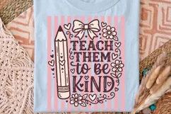 Teach Them To Be Kind Png, Retro Striped Teacher Png. Product Image 4