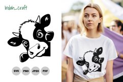 Kawaii Peeking Cow SVG &amp; Clipart - Isolated Cut file Product Image 1