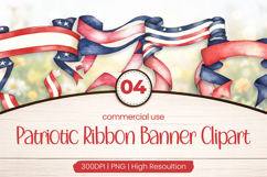 Patriotic Ribbon Banner Clipart PNG Product Image 1