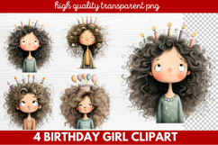 Birthday Girl Clipart | Cute Celebration PNG Illustration Se Product Image 1