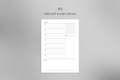 Undated A5 weekly planner template with clean modern design, horizontal layout featuring schedule, to-do list and weekly notes on single printable page.