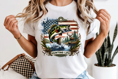 Patriotic Hunting Life PNG, American Flag Bass &amp; Deer Design Product Image 6