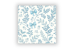 Blue Toile Digital Paper, Coquette Bow Patterns, Preppy Back Product Image 6