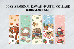 Cozy Seasonal Kawaii-Pastel Collage Bookmark Set,Cute Autumn Product Image 6