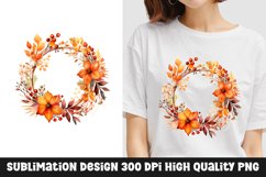 Autumn Fall Floral Frame Sublimation T-Shirt Design Product Image 1