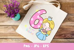 Birthday number sixth birthday party angel kawaii clipart Product Image 7
