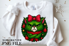 Funny Christmas green cat png design for T-shirts Product Image 3