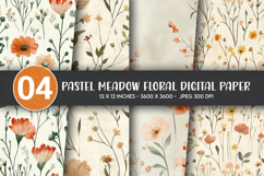 Pastel Meadow Floral Digital Paper Product Image 1
