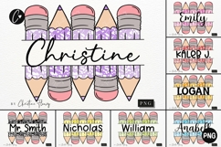 Custom Pencil Name Tag PNG Bundle | Back To School PNG Product Image 1