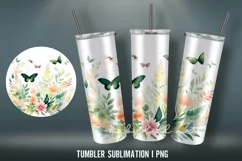 Watercolor Butterfly Tumbler Wrap Sublimation Designs |PNG Product Image 2
