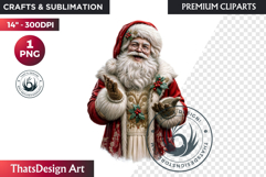 Traditional Christmas Clipart PNG, xmas sublimation, santa Product Image 1