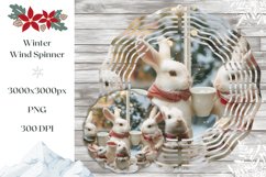 3D Christmas Wind Spinner PNG, Christmas Rabbits Sublimation Product Image 1