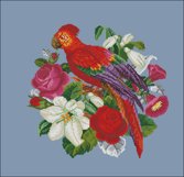 Vintage Cross Stitch Scheme Parrot and lilies Product Image 6