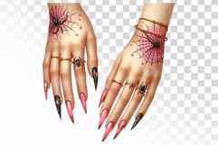 Spooky Black Gold Halloween Nail Art PNG Ring Tattoo Product Image 1
