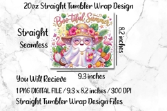 Summer Ghost 20 OZ Skinny Tumbler Wrap Sublimation Png. Product Image 5