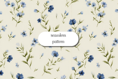 Blue Floral Seamless Pattern Delicate Botanical Design Product Image 1