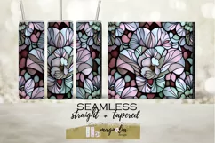 STAINED GLASS FLORAL sublimation tumbler wrap design png Product Image 2