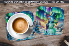 Snowman Coaster Sublimation, Christmas Coaster PNG Design Product Image 1