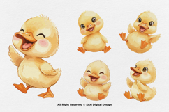 15 Bundle Watercolor Cute Baby Duck Cute Animal Farm Yellow Product Image 6