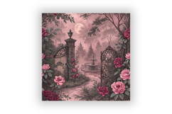 Pink Toile de Jouy Digital Paper, Seamless Watercolor Floral Product Image 6