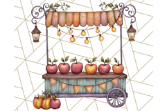 Fall Town Building Clipart PNG, Autumn Home Decor Scenes Product Image 2